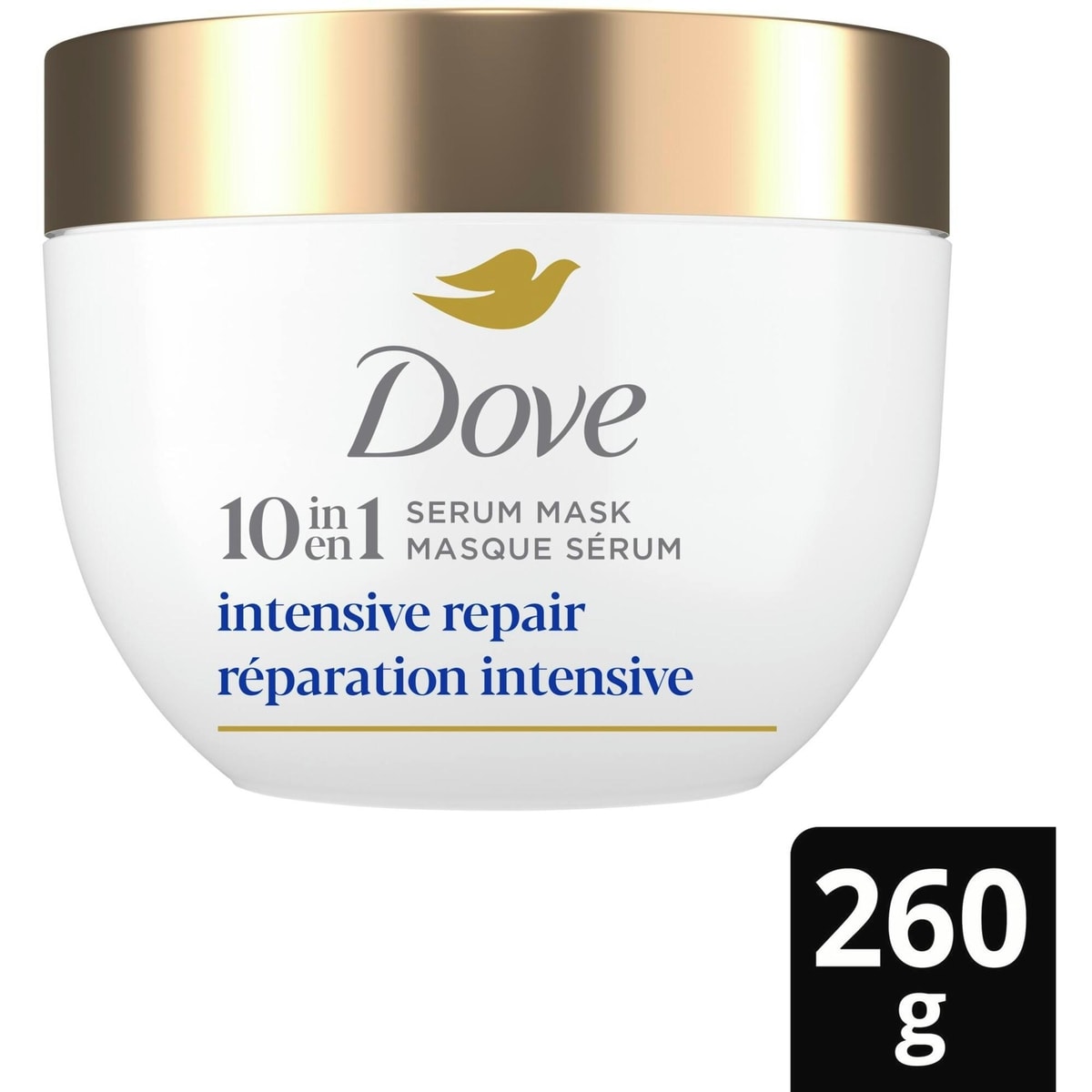 Masque Capillaire pour Cheveux Abîmés Dove Réparateur Intensif  avec Soin Bio-Protéine Liquide, 260 GR