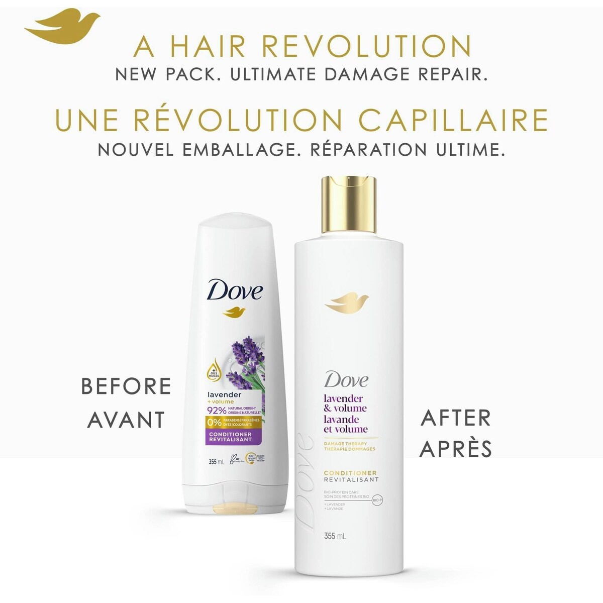 Revitalisant pour Cheveux Fins et Plats, Dove Lavande et Volume avec Soin Bio-Protéine Liquide