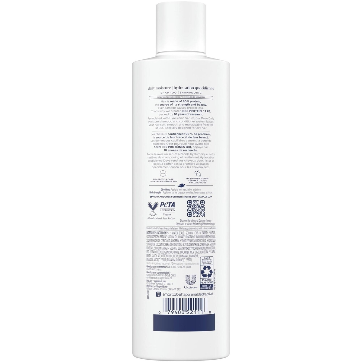 Dove  Shampoo for Dry Hair Daily Moisture with Liquid Bio-Protein Care and Hyaluronic Serum 355 ML