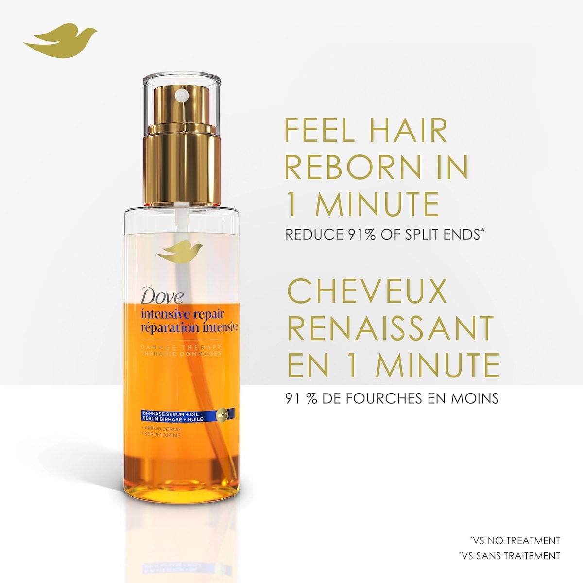 Damage Therapy Intensive Repair for Shine, Frizz Control, and Split Ends, Bi-Phase Serum + Oil Hair Spray with Amino Serum 115mL