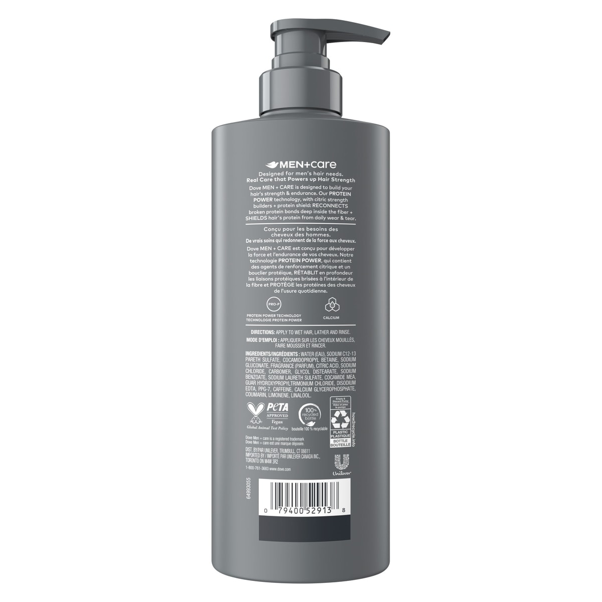 2-en-1 Shampooing + Revitalisant pour Cheveux Fragiles, Men+Care Thick + Strong Renforce la Chevelure avec Calcium