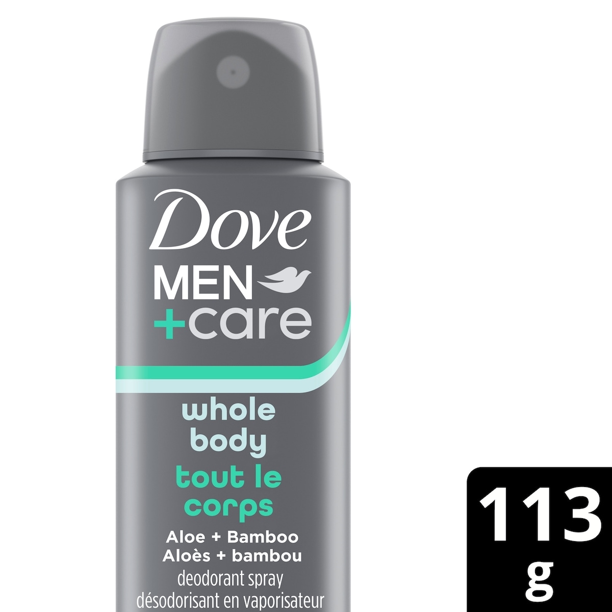 Men+Care Deodorant Spray Whole Body Aloe + Bamboo, 113g