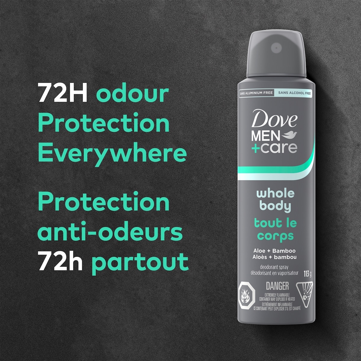 Men+Care Deodorant Spray Whole Body Aloe + Bamboo, 113g