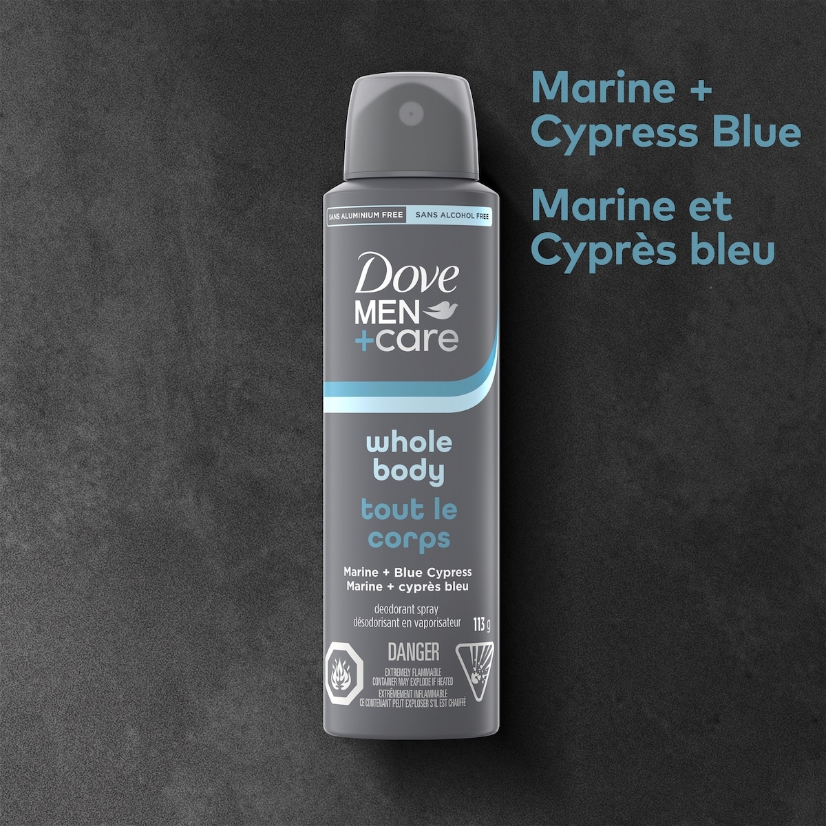 Men+Care Deodorant Spray Whole Body Marine + Blue Cypress, 113g