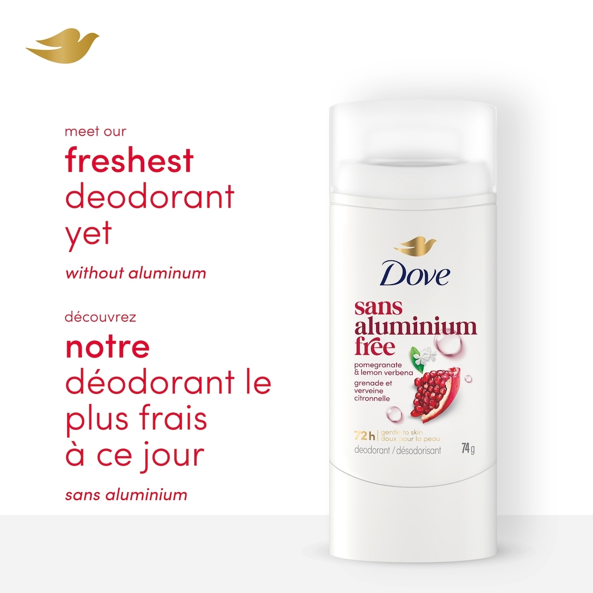 Deodorant Stick, 72h Pomegranate & Lemon Verbena, Gentle & Hydrating, 74g