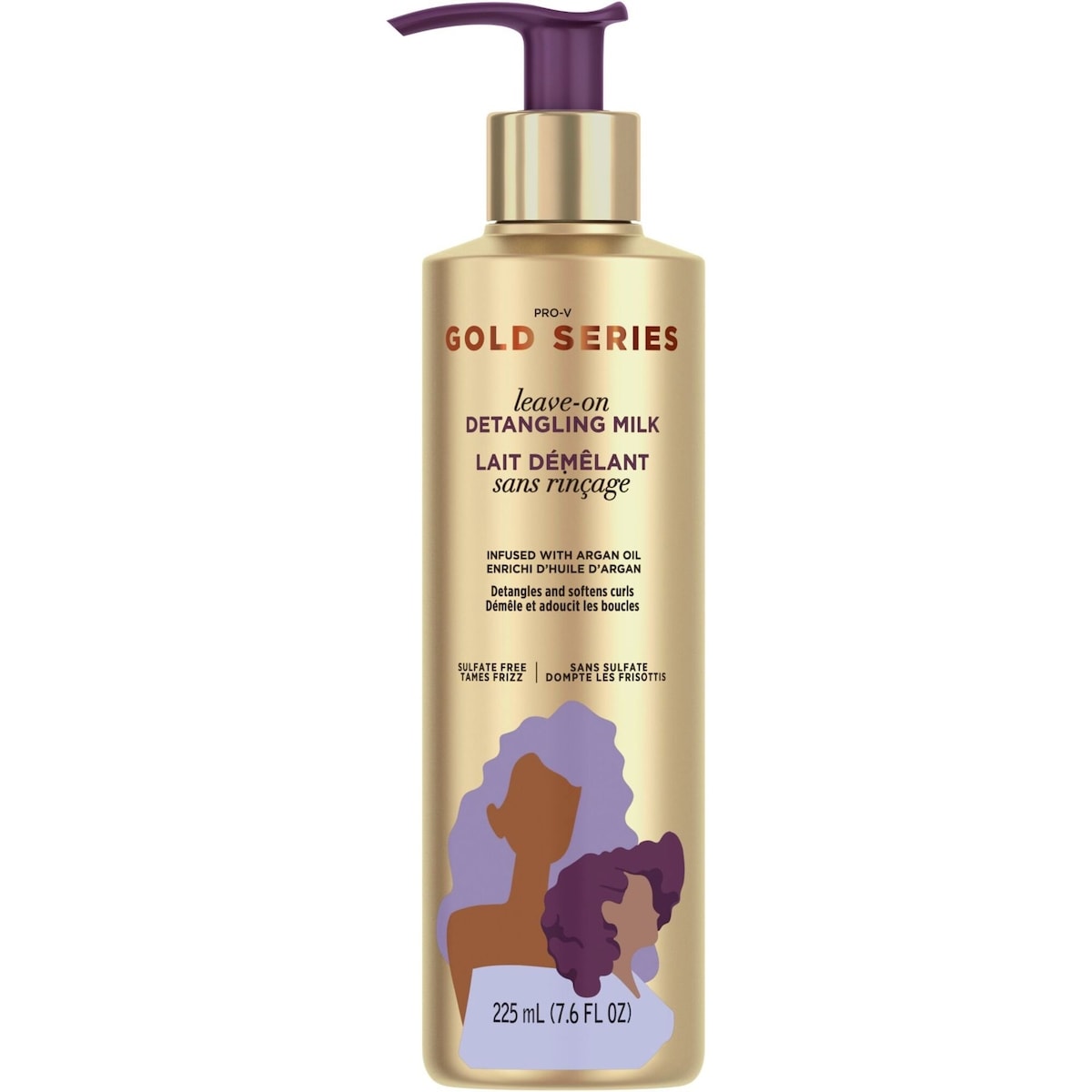 Pantene Gold Series from Pantene Sulfate-Free Leave-On Detangling Milk Treatment with Argan Oil for Curly, Coily Hair, 225 mL 225 mL