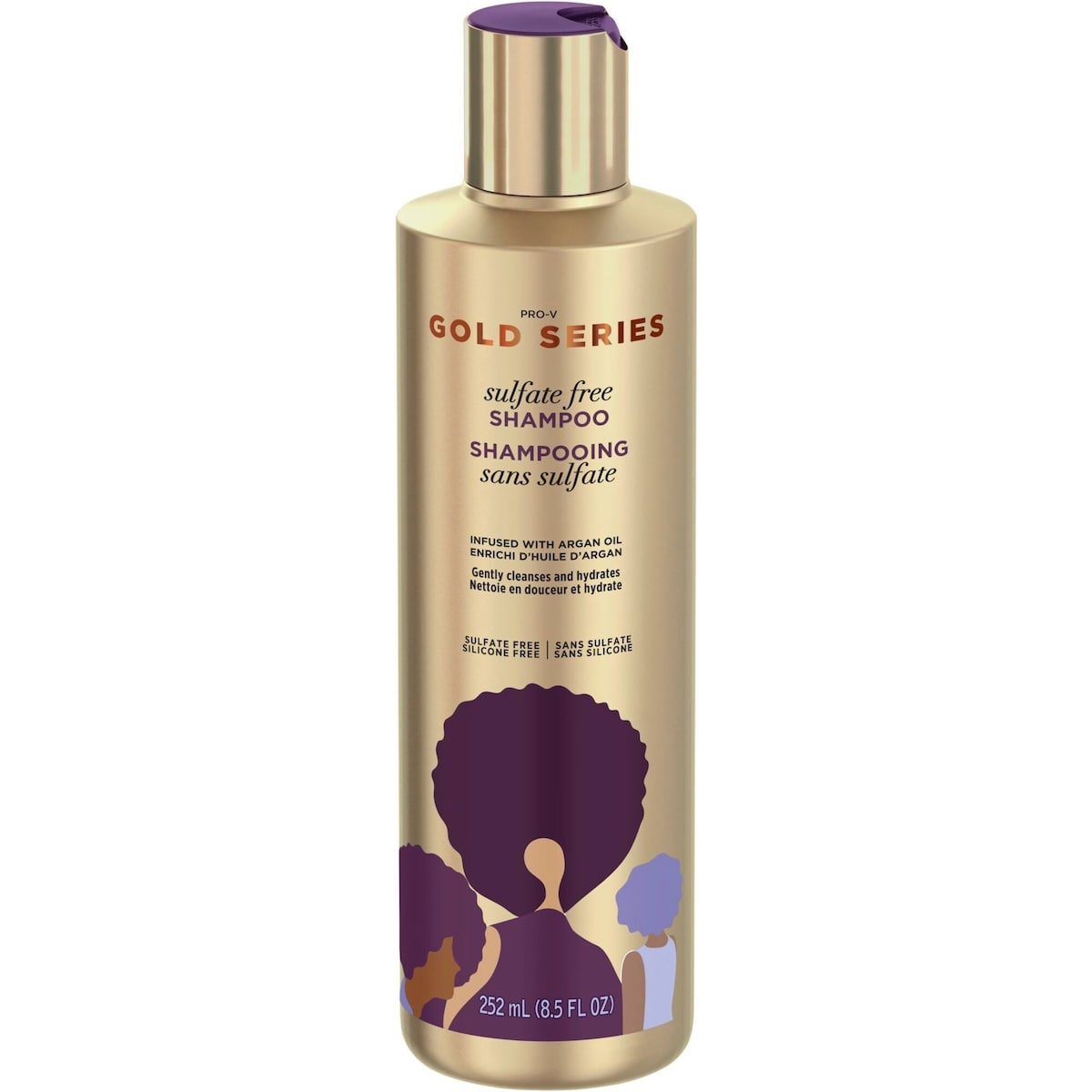 Pantene Gold Series from Pantene Sulfate-Free Shampoo with Argan Oil for Curly, Coily Hair, 252 mL 252 mL