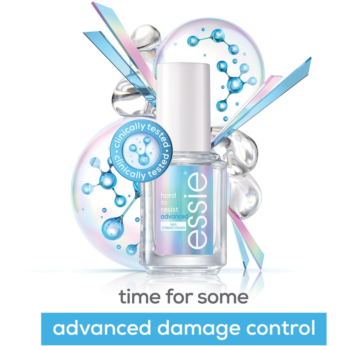 essie care hard to resist advanced nail strengthener, 8-free vegan formula, formulated with MS technology, clear, 13.5 ml