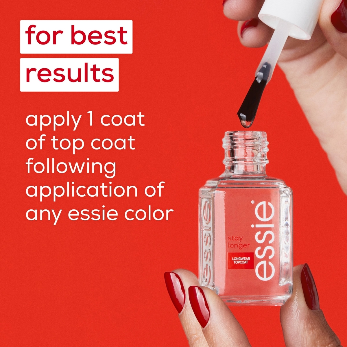essie stay longer premium longue tenue top coat, protection contre les éclats, stay longer