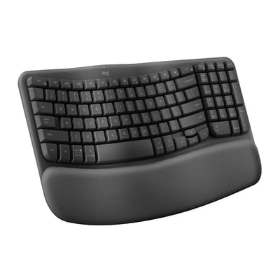  Wave Keys Wireless Ergonomic Keyboard with Cushioned Palm Rest