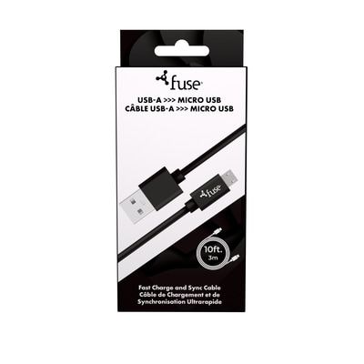 10Ft Micro USB Round Cabl - Black