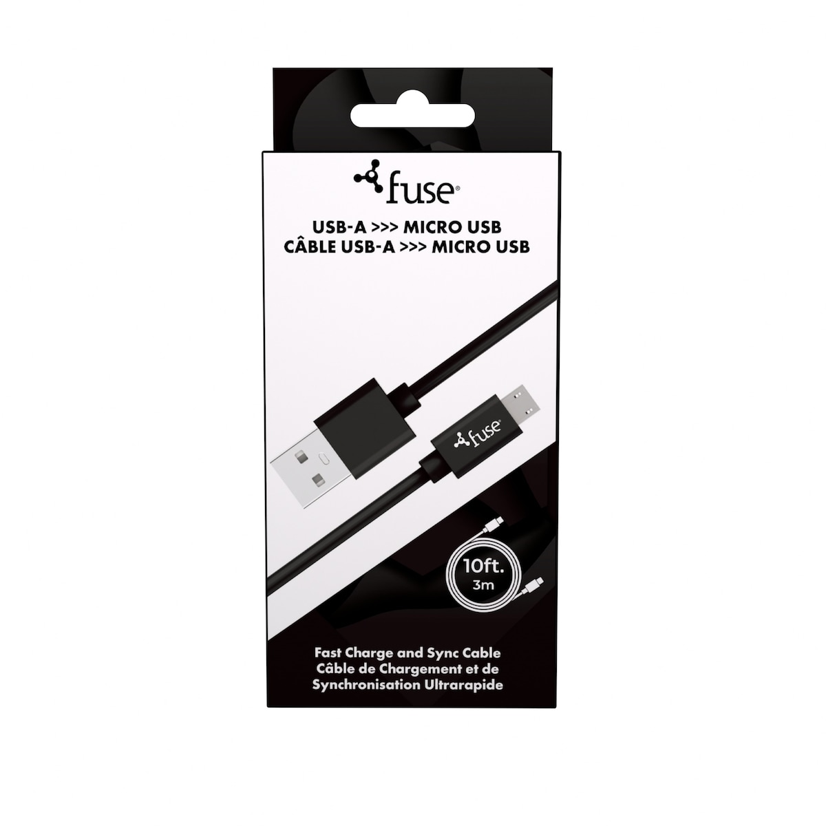 Câble Lightning rond 10 pi – Noir