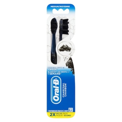 Advanced Whitening Charcoal Toothbrushes, Medium, 2 Count