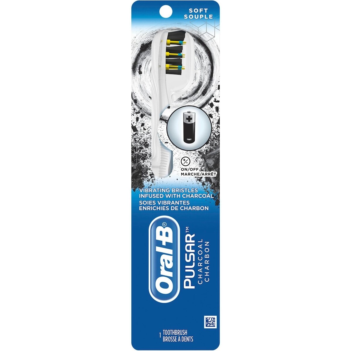 Brosse à dents à pile Oral-B avec soies imprégnées de charbon, souple, 1 unité