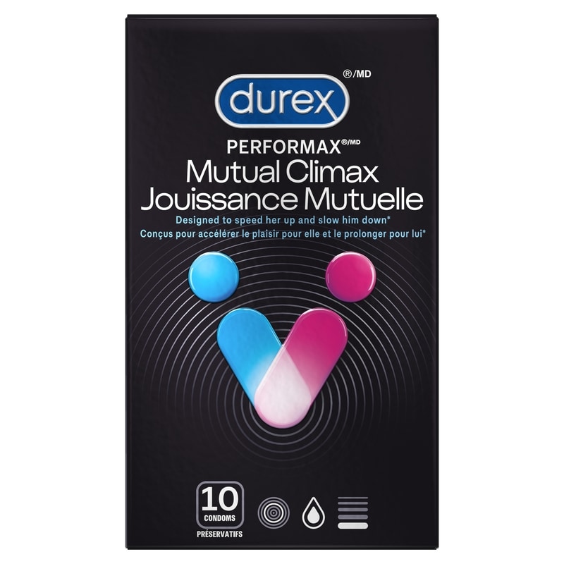 Performax® Mutual Climax Ribbed & Dotted Condoms with Delay Lubricant, 10 Condoms