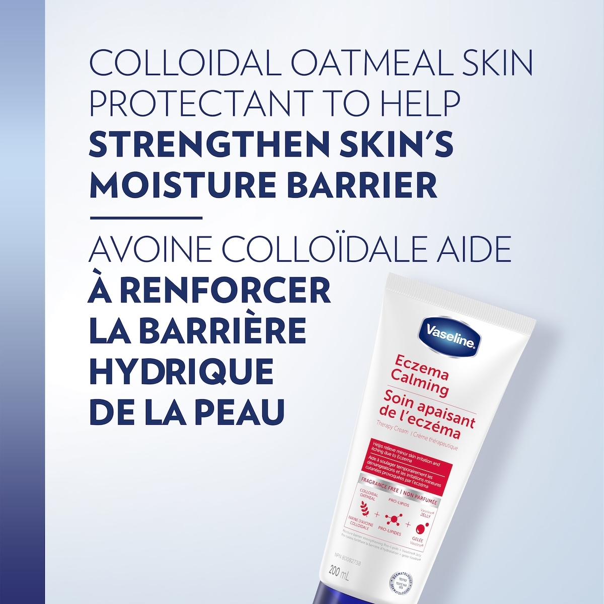 Vaseline Clinical Care™ Body Cream lotion for eczema prone skin Eczema Calming Therapy Cream with Colloidal Oatmeal Skin Protectant to provide instant relief for dry, itchy skin 200 ml