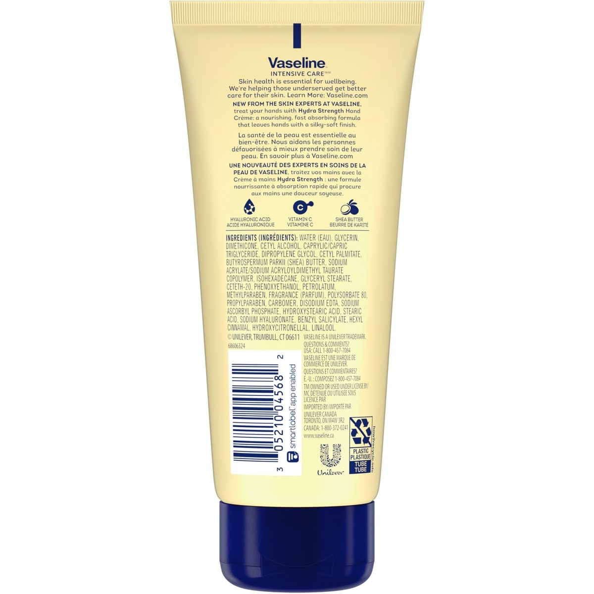 Crème à mains hydratante pour peau sèche Intensive Care Hydra Strength avec acide hyaluronique, vitamine C et beurre de karité 100 ml