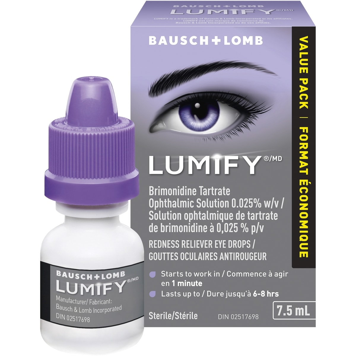 LUMIFY - Gouttes Oculaires Antirougeur Format Économique