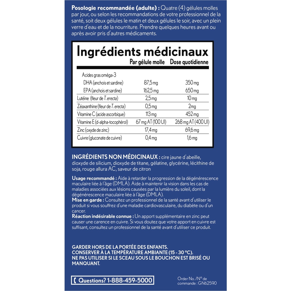 supplément de vitamines et de minéraux pour les yeux Formule Omega-3
