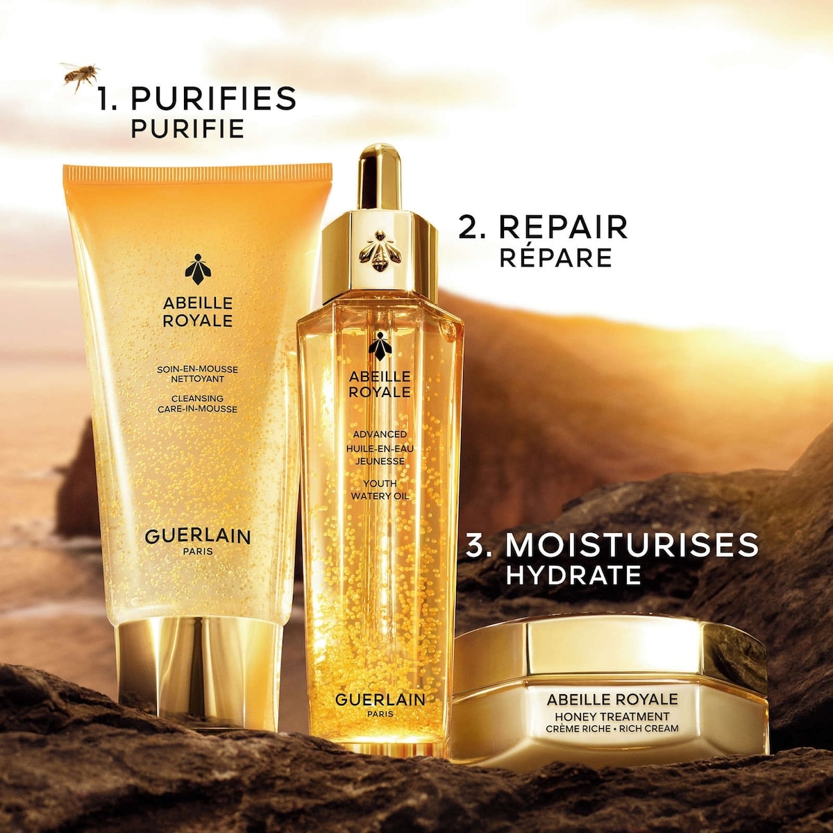 GUERLAIN ABEILLE E RICH CRÈME 50ml Abeille Royale Honey Treatment Night Cream with Hyaluronic Acid