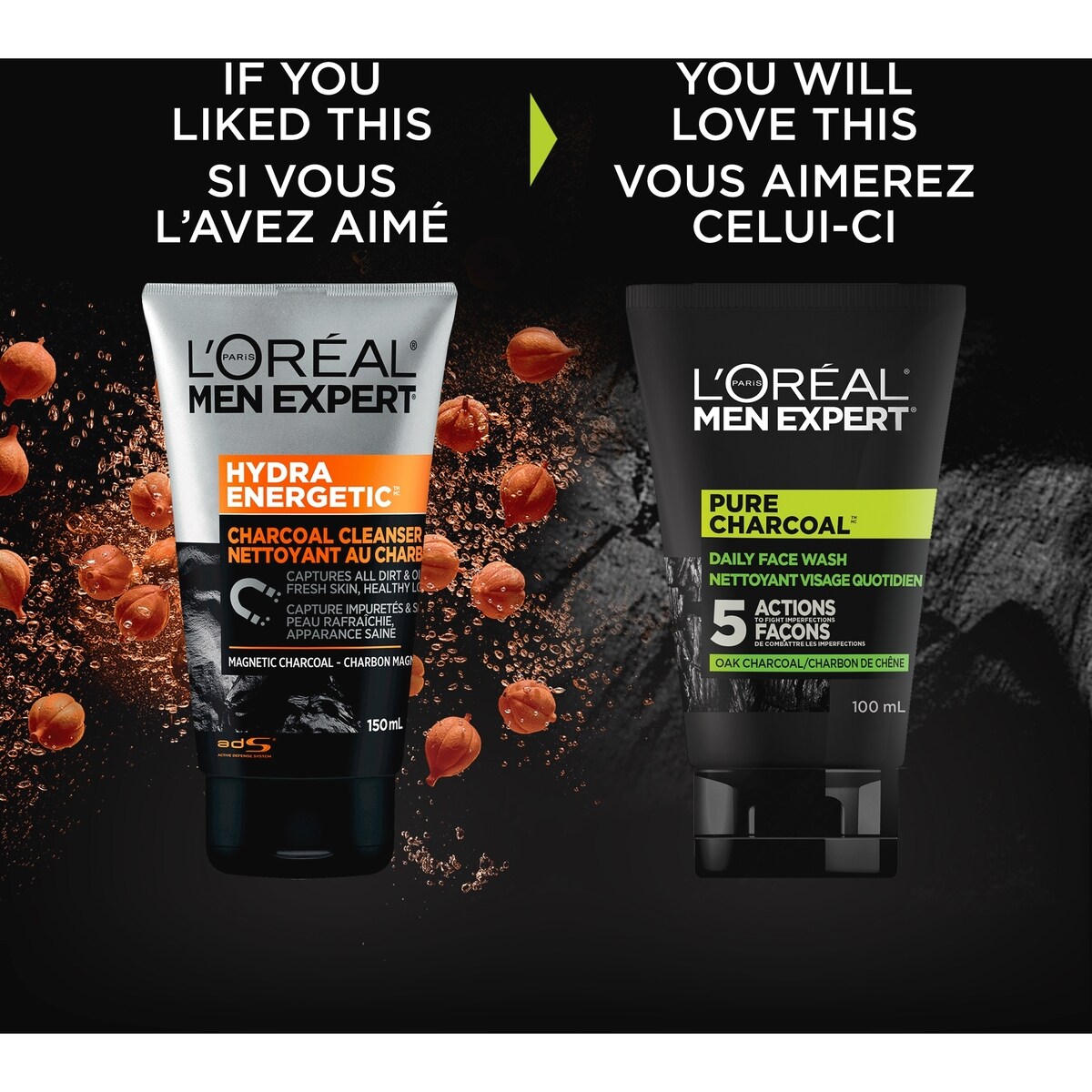 Nettoyant Charbon Pure Charcoal pour le visage pour hommes avec charbon de chêne