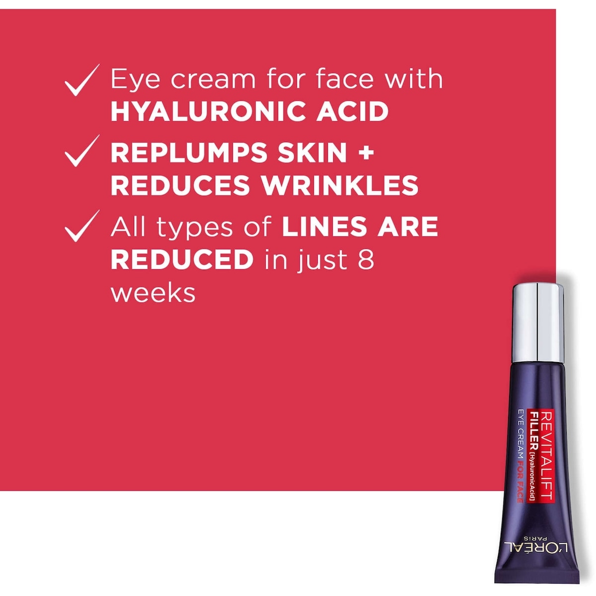 Revitalift Crème de yeux pour le visage Hydratant avec acide hyaluronique, sans parfum, sans alcool