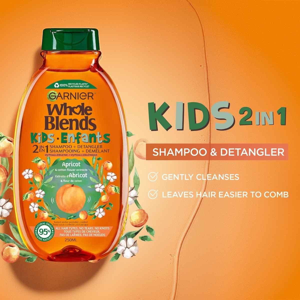 Whole Blends Kids Apricot & Cotton Flower 2-In-1 shampooing