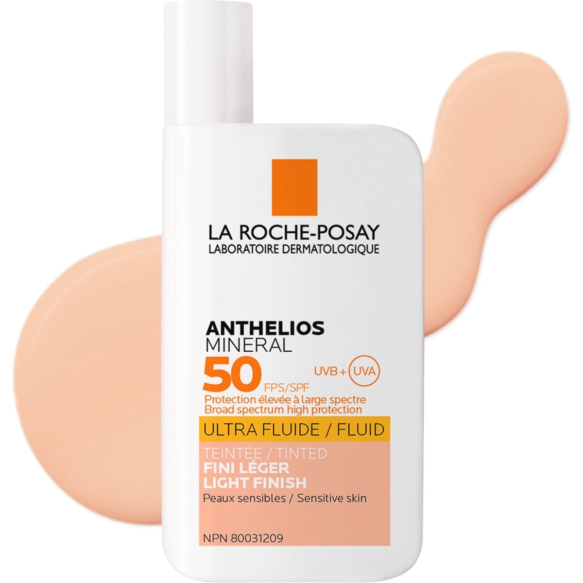 Anthelios Lotion Solaire Mineral ultra-fluide teintée FPS50 pour Visage et Peau Sensible