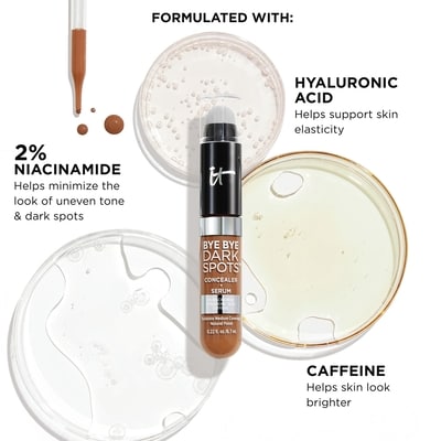 Bye Bye Dark Spots Concealer + Serum with 2% Niacinamide
INSTANT NATURAL COVERAGE + CLINICALLY FADES DRAK SPOTS* 7