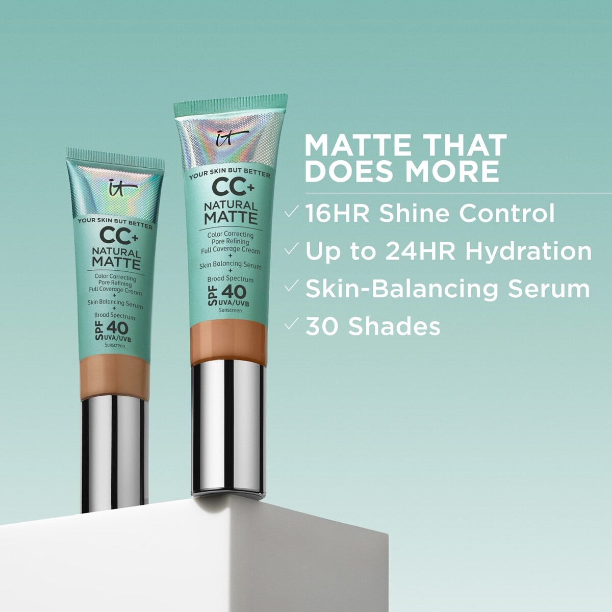 Crème CC+ Natutal Matte à couvrance totale fond de teint avec FPS 40 Your Skin But Better