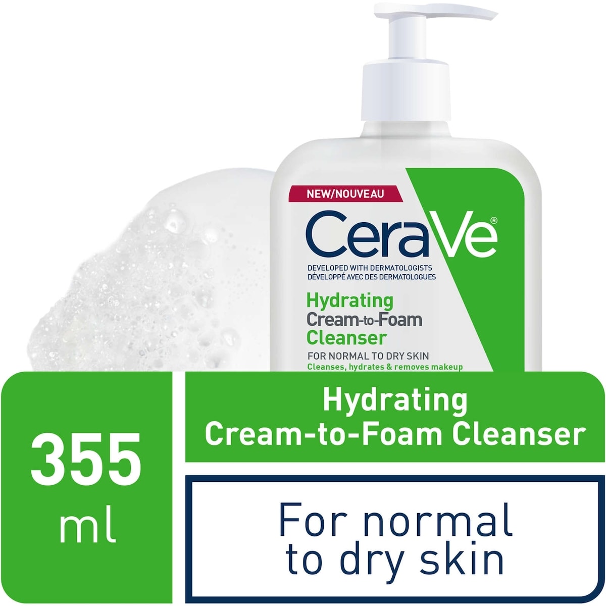 Nettoyant Crème Moussante Hydratante de CeraVe Démaquille