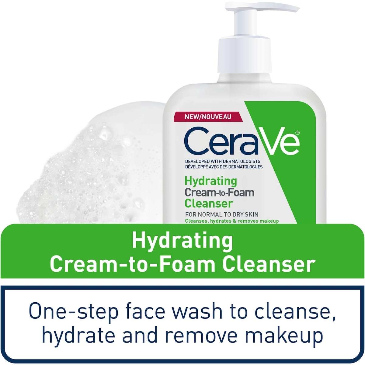 Hydrating Cream-to-Foam Cleanser Makeup Remover and Face Wash With Hyaluronic Acid