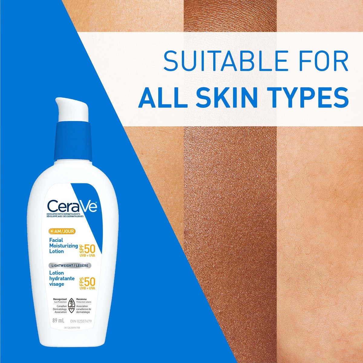 AM Face Moisturizer SPF 50, Daily Lotion with UVA+UVB Protection