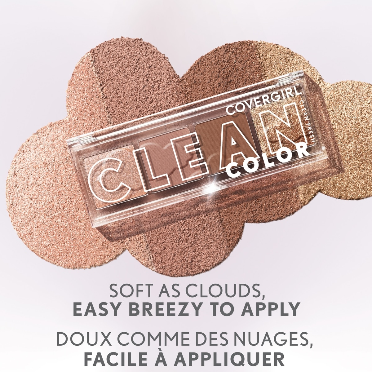 Clean Fresh Colour Quad, and vegan formula without talc, mineral oil, paraben fragrance, highly pigmented eyeshadow