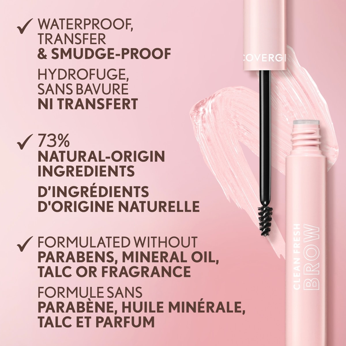 Clean Fresh Brow Enhancer Gel Wax, Flexible Hold, Non-Sticky, Non-Crunchy, All-Day Wear, Vegan Formula