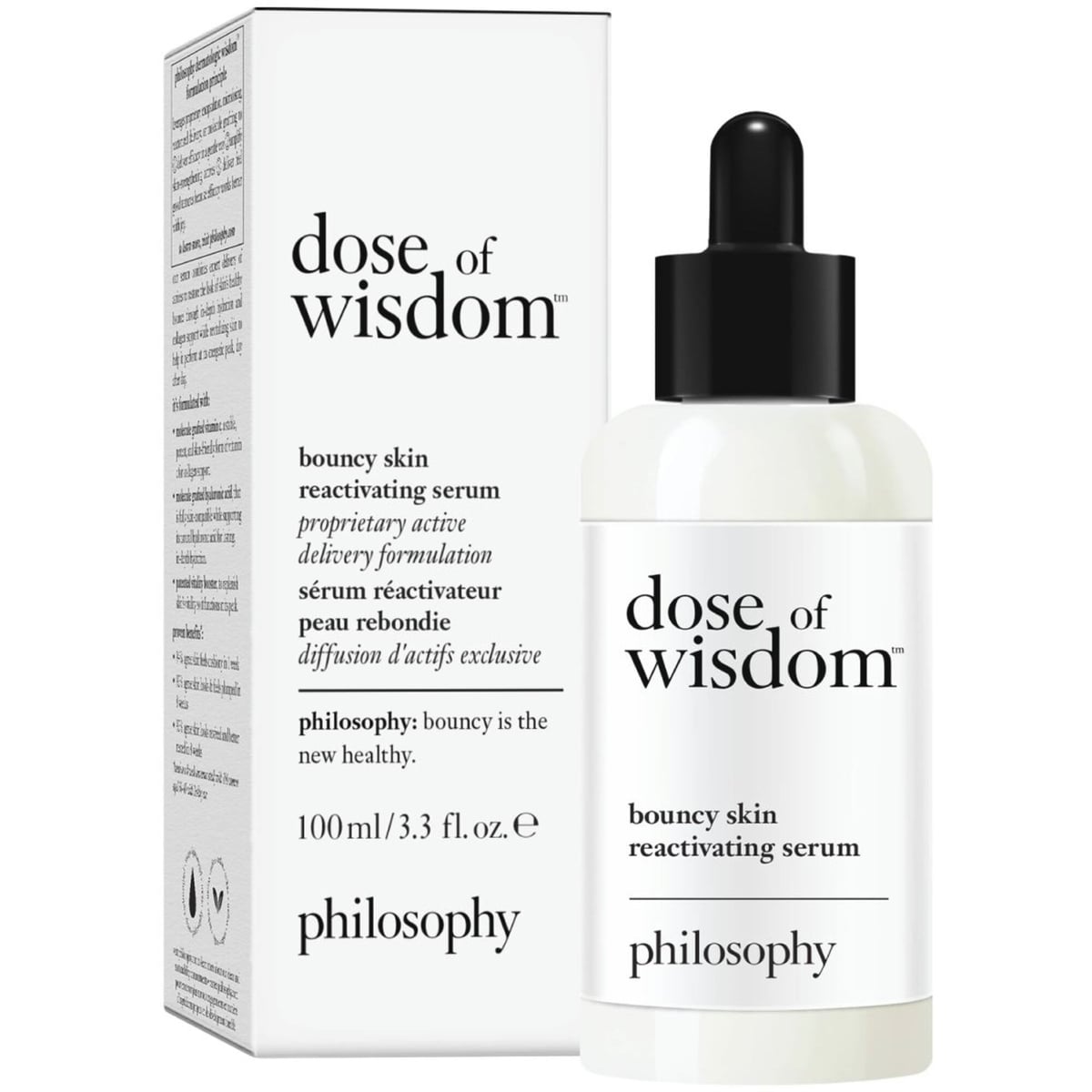 dose of wisdom™ bouncy skin reactivating serum in-depth hydration and collagen support loaded with oxygen, vitamin C hyaluronic acid