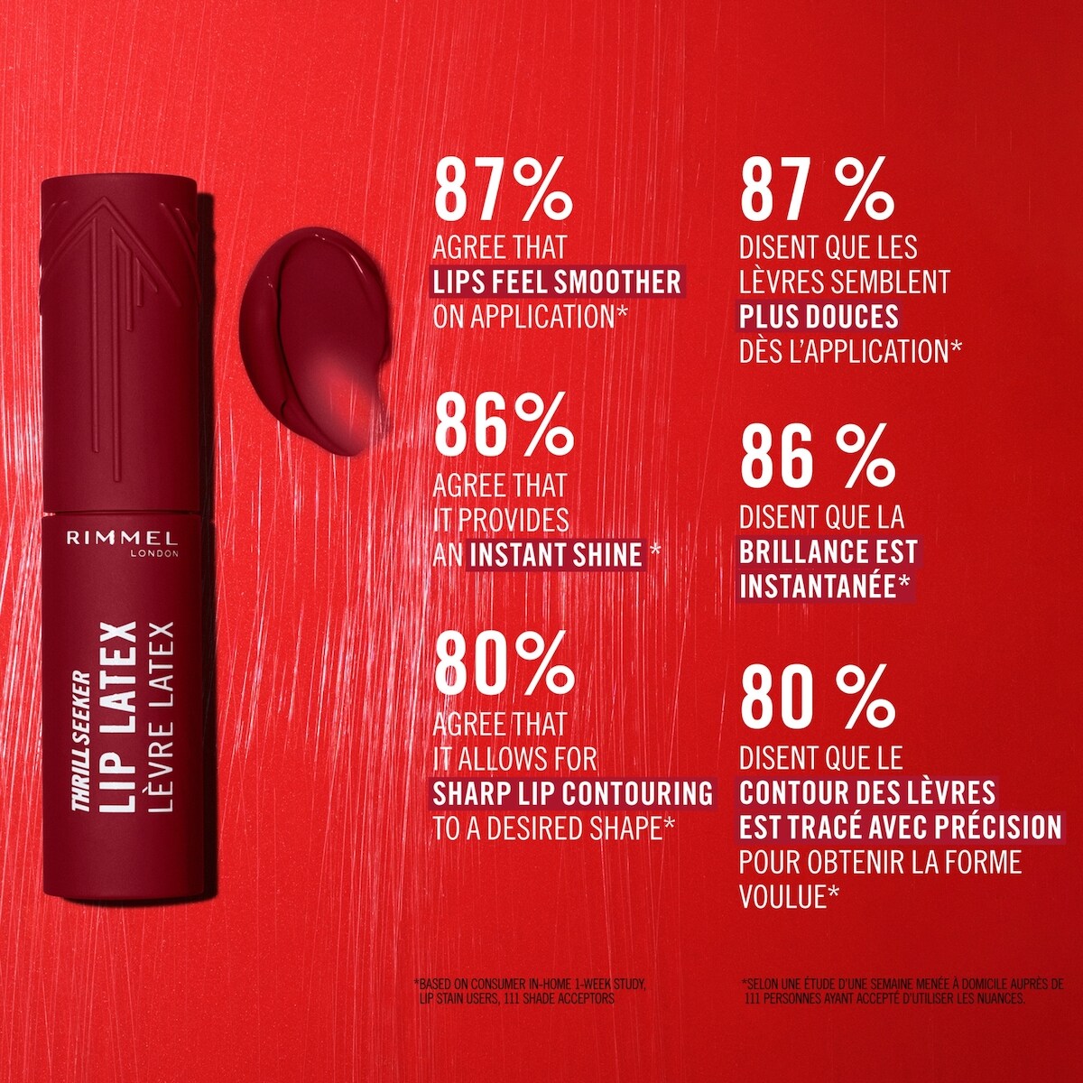 Thrill Seeker Lip Latex, Liquid Lipstick, Lipgloss, Colour, Stain, Smooth Shine, Hydration, Hyaluronic Acid, Vitamin E, Aloe Vera
