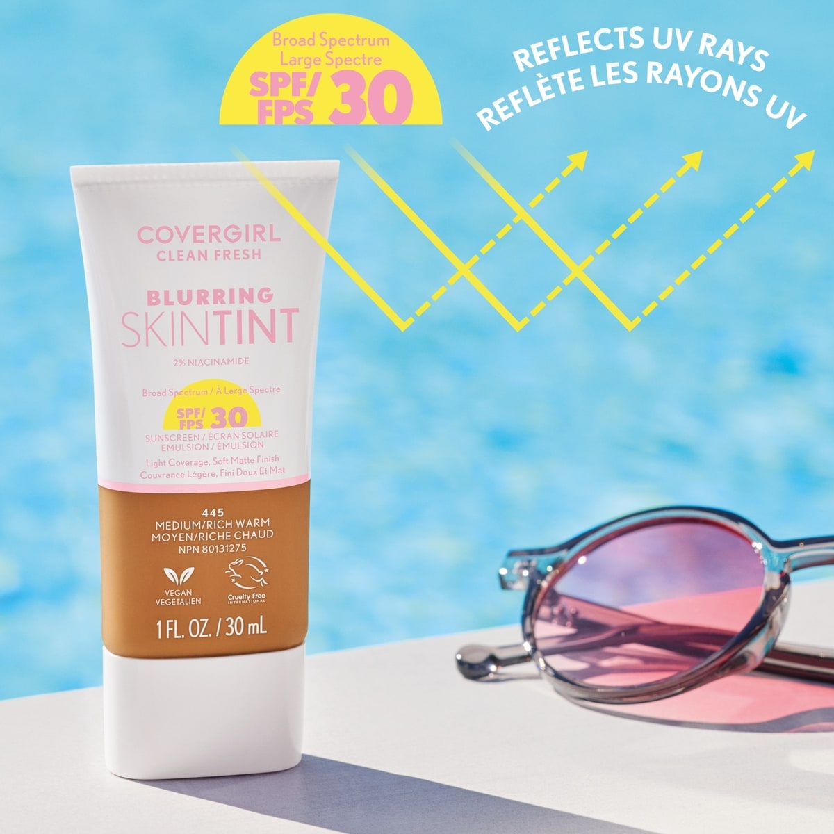 Clean Fresh Blurring Skin Tint, Liquid Foundation, Soft Matte Finish, Smooths, Brightens, Blurs Pores, Mineral Sunscreen, Vegan Formula