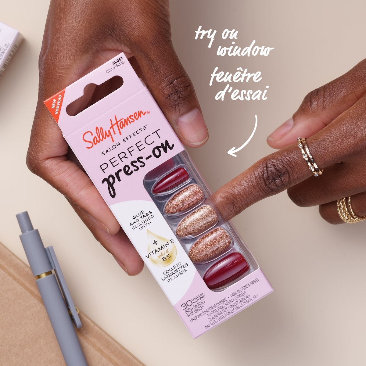 Faux ongles à coller Salon Effects Perfect Press Ons, Manucure sans danger, Faciles appliquer