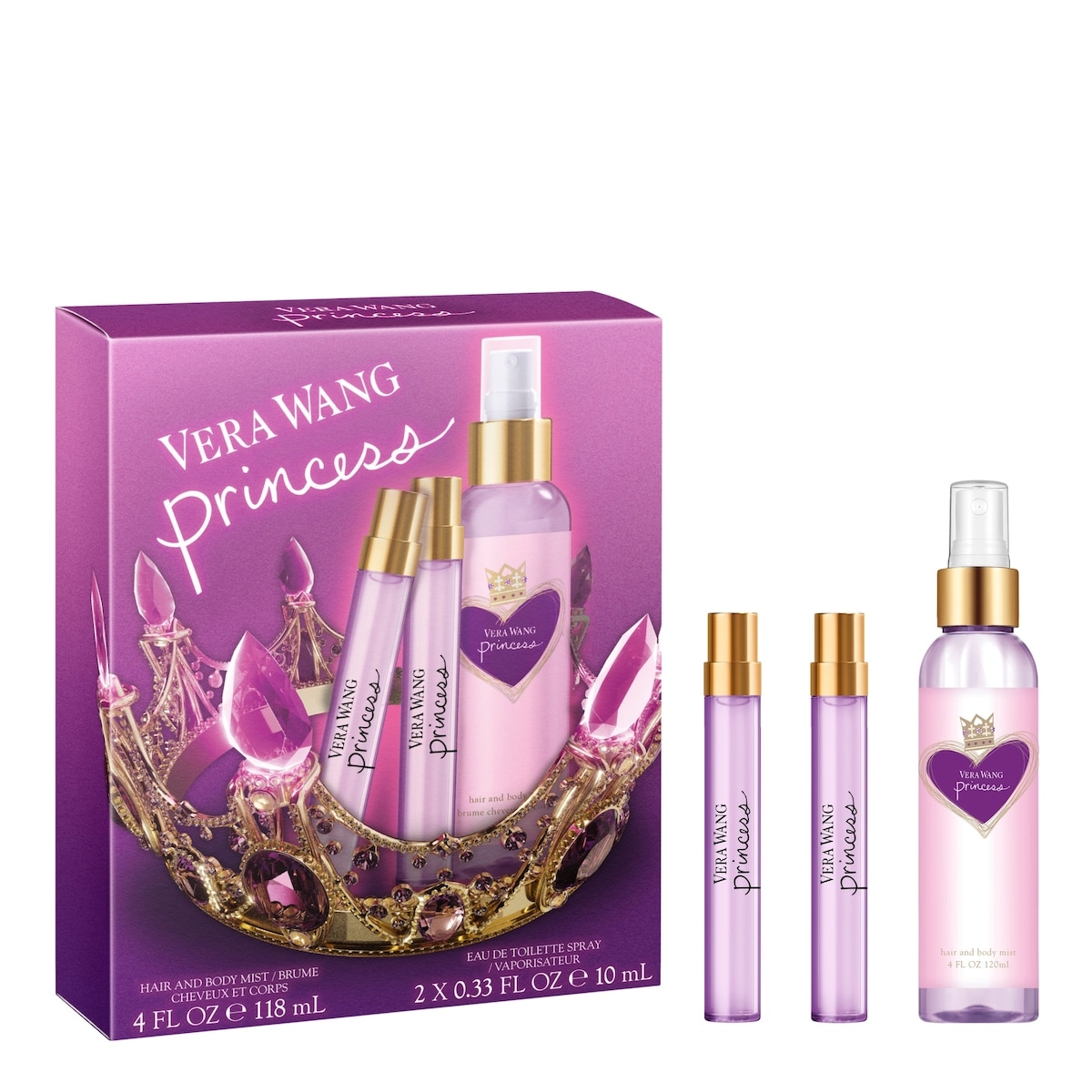 Princess Eau de Toilette and Body Mist for Women Trio Gift Set, Fruity-Floral Perfume
