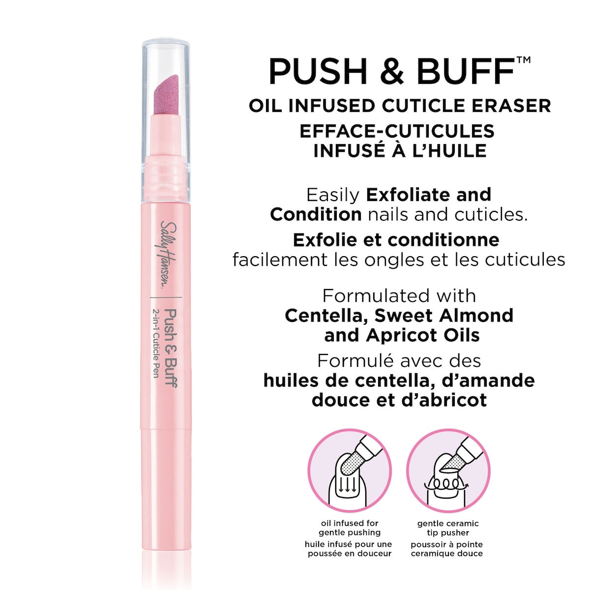 Push & Buff 2-In-1 Pen, Cuticle Remover, Cuticle Pen, Manicure Prep