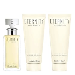 Coffret cadeau trio Calvin Klein Eternity : eau de parfum pour femme, lait corporel et gel douche 2