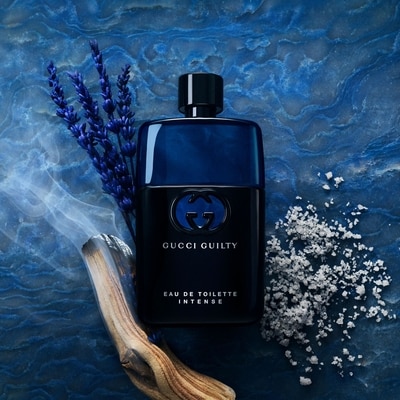 Guilty Pour Homme Eau de Toilette Intense for Men, Shower Gel and Deodorant Stick Trio Gift Set 3