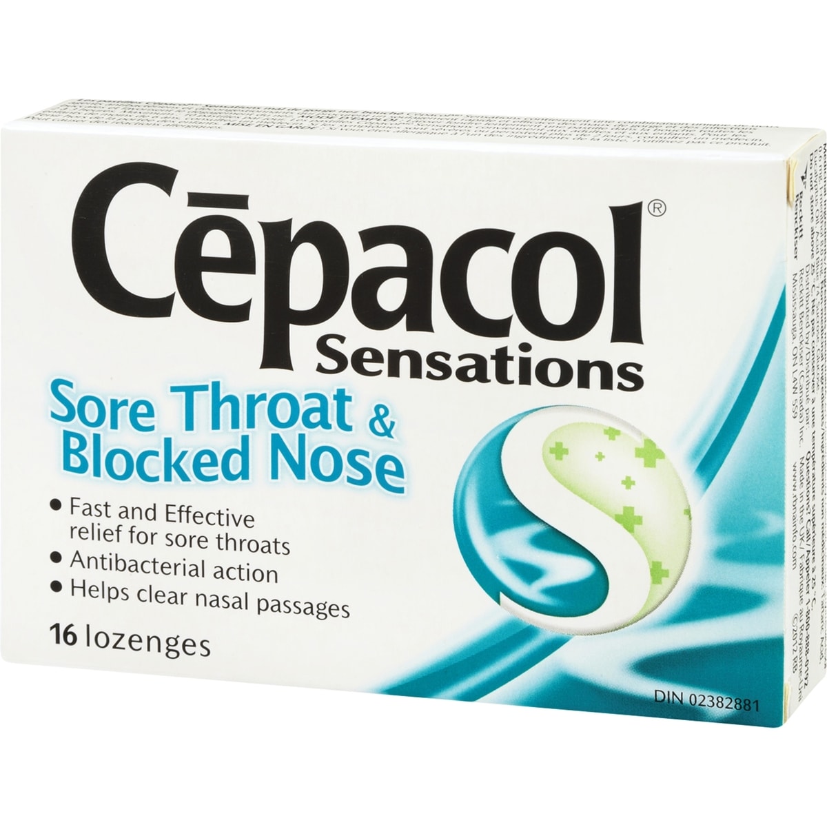 Cépacol Sensations Mal de Gorge et Nez Bouché, 16 pastilles contre le mal de gorge