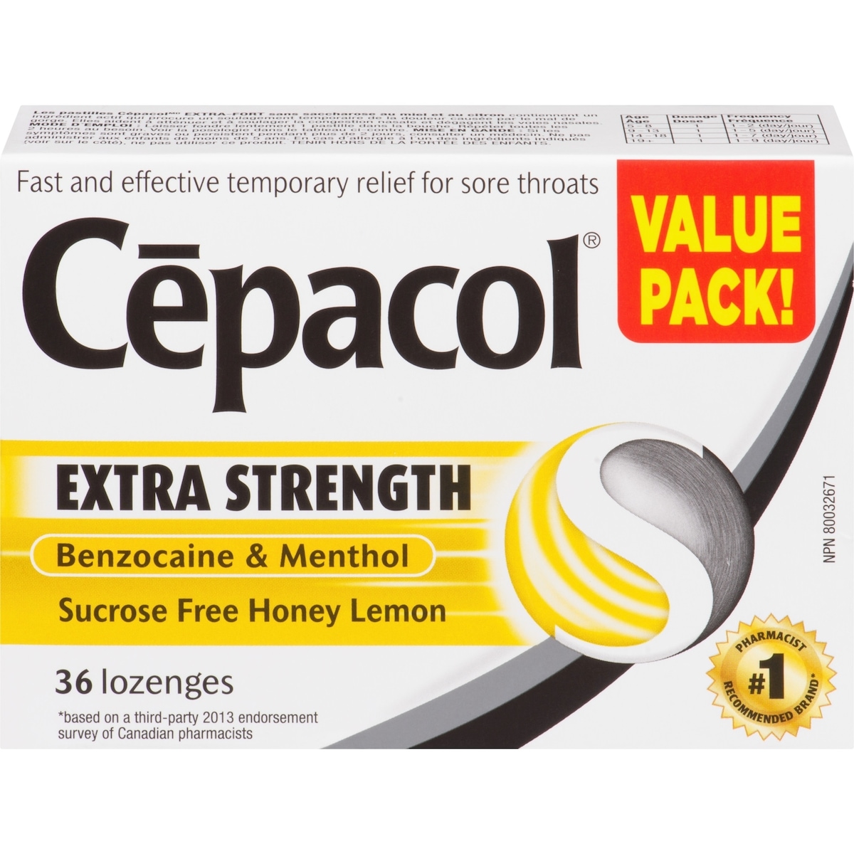 Cepacol® Extra Strength Sucrose Free Honey Lemon Value Pack, Sore Throat Lozenges