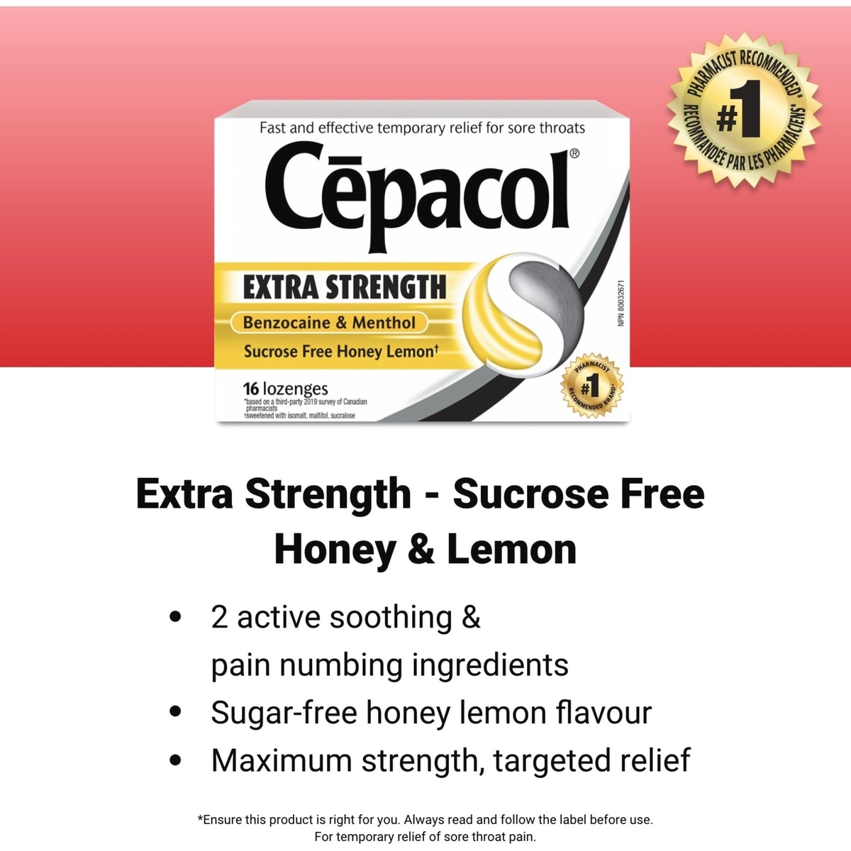Cepacol® Extra Strength Sucrose Free Honey Lemon Value Pack, Sore Throat Lozenges