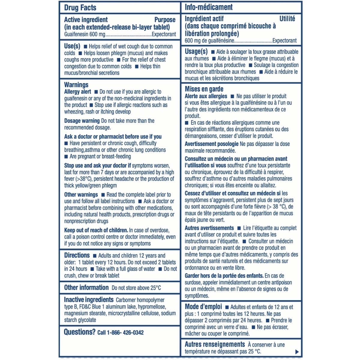 Chest Congestion Guaifenesin 600 mg Tablets Expectorant (Cough Medicine