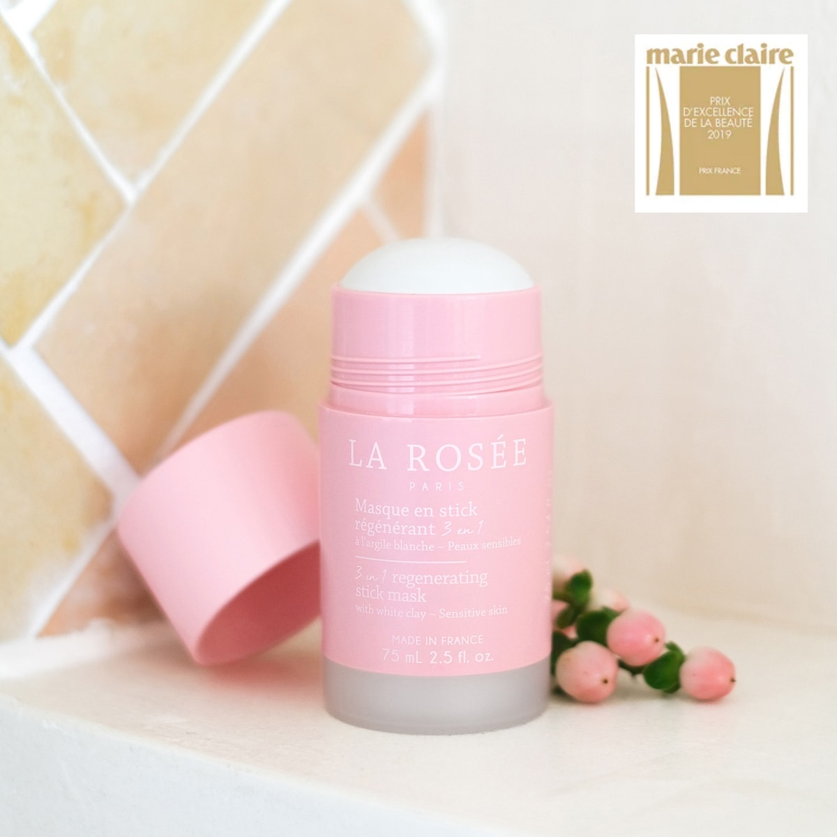 3-in-1 regenerating stick mask with white clay