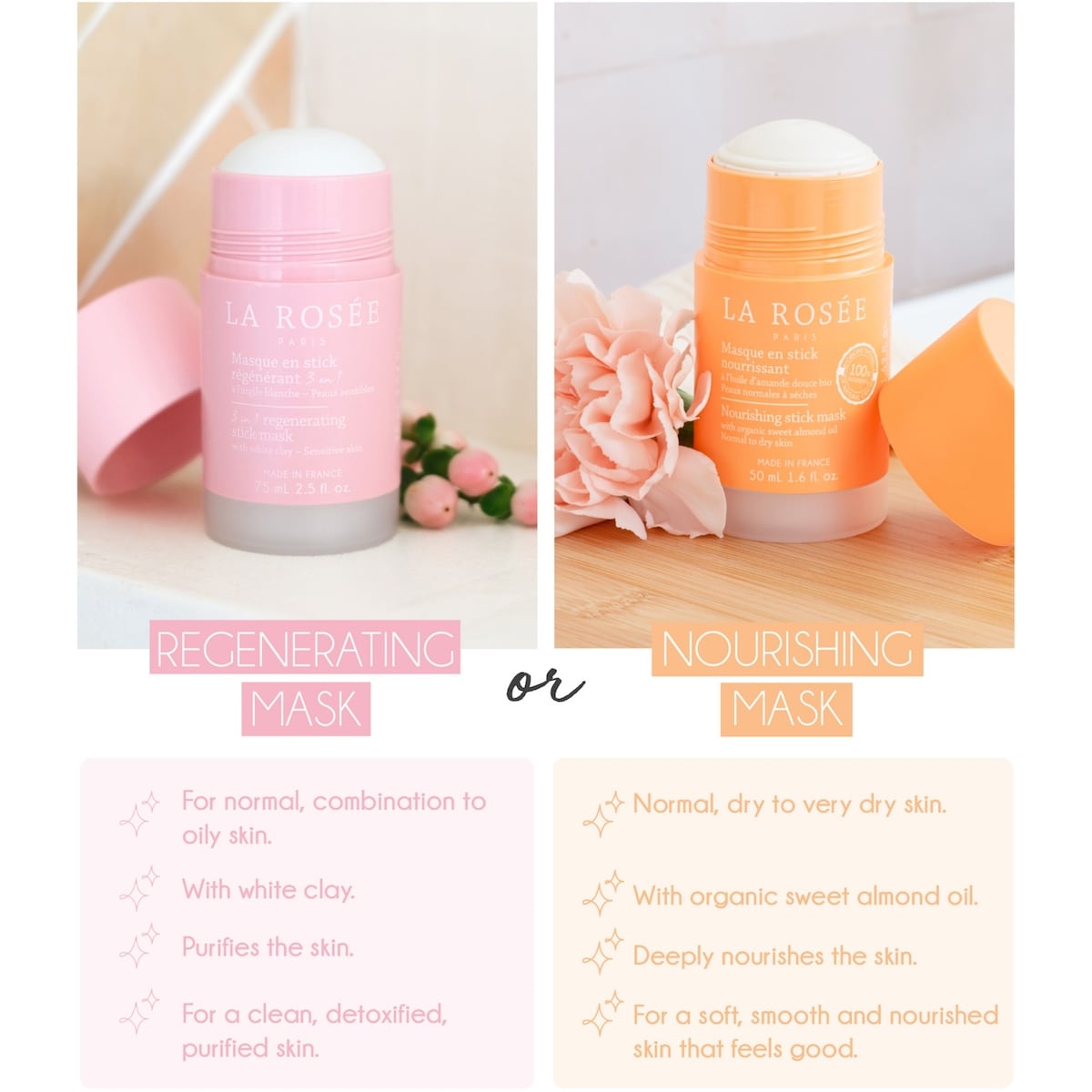 Nourishing mask stick with organic sweet almond oil