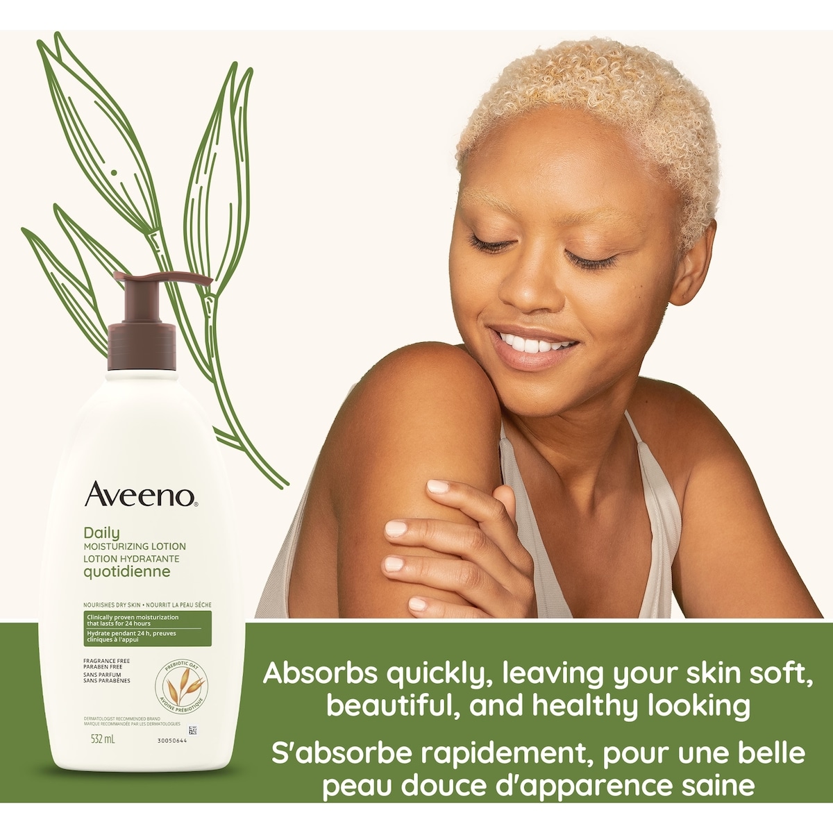 Daily Moisturizing Lotion, Dry Skin, Non-Comedogenic, Prebiotic Oat, Daily Moisturizer, Fragrance Free, 354mL
